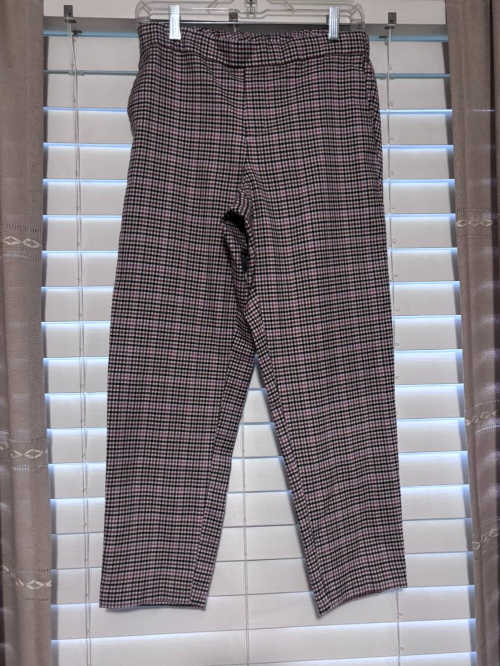 Old Navy Plaid High Waist Ankle Pants Brown Pink Houndstooth Size 6